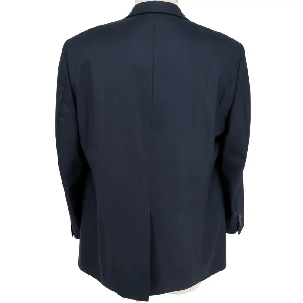 Hart Schaffner Marx Sport Coat Mens 46R Blue Plaid Wool Jacket Lined Career - Picture 2 of 16